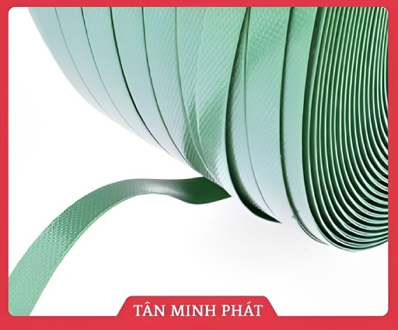 Dây đai PET trơn/caro màu xanh lục
