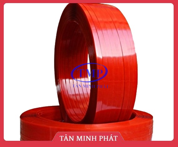 Dây đai PET trơn/caro màu đỏ